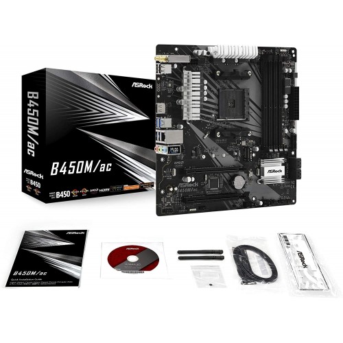 ASRock B450M/AC WIFI  AM4 AMD Promontory B450 SATA 6Gb/s Micro ATX AMD Motherboard